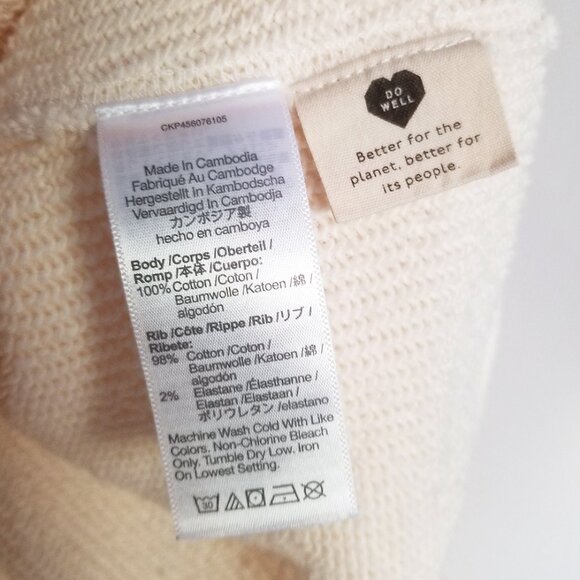 Madewell MWL Airyterry Hoodie Sweatshirt: Stripe-Sleeve Edition Small Cotton $80 - Picture 14 of 16